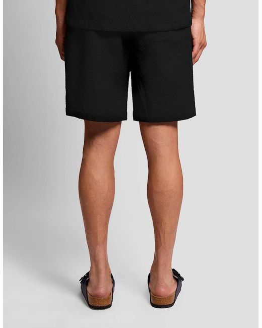 Lyle & Scott Black Textured Resort Shorts for men