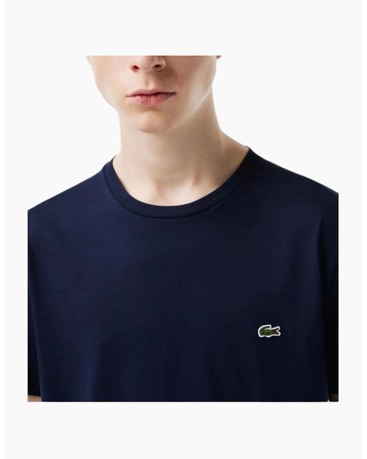 Lacoste Blue Th6709 T Shirts Short Sleeve Crew Neck Soft Pima Cotton Summer Tee for men