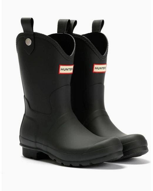 Hunter Black Original Cowboy Rubber Wellington Boots