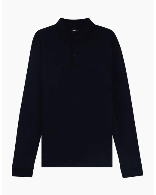 Boss Blue Pado 30 Long Sleeve Polo Shirt for men