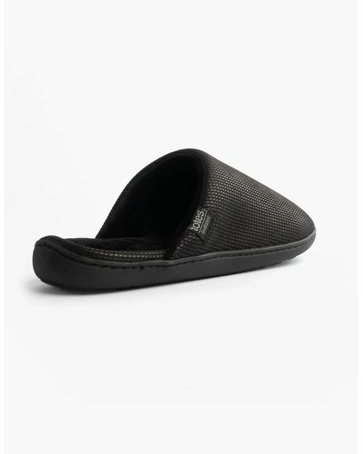 Totes Black Isotoner Square Patterned Smart Mule Mule Slippers for men