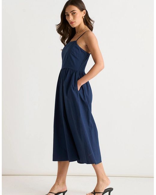 Gini London Blue Wide Leg Strappy Jumpsuit