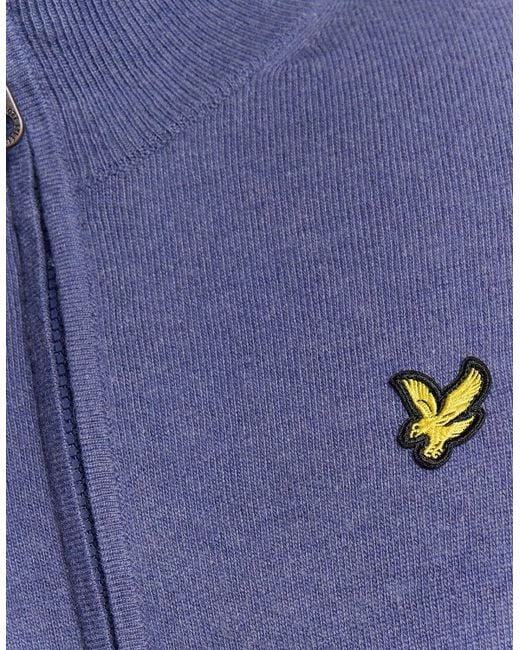 Lyle & Scott Blue Lambswool Blend Zip Cardigan for men