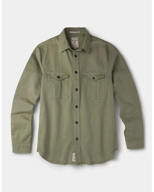 aubi Green Cole Twill Overshirt for men