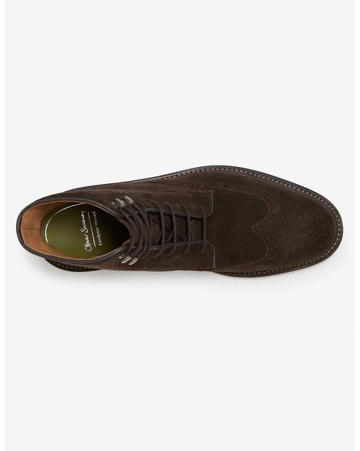 Oliver Sweeney Black Calf Suede Brogue Boots for men