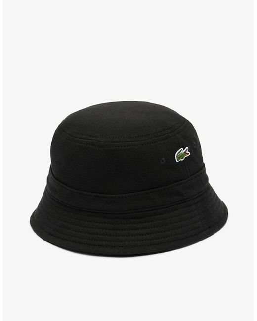 Lacoste Black Pique Bucket Hat for men