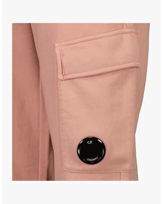 C P Company Pink Resist Dyed Diagonal Fleece Lens Sweatpants for men