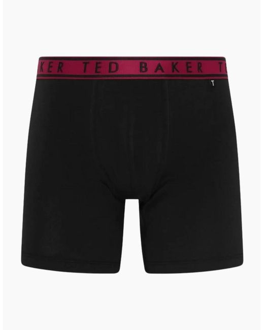 Ted Baker Black 3-Pack Contrast Waistband Boxer Briefs, W/ /Pool/Burgundy for men
