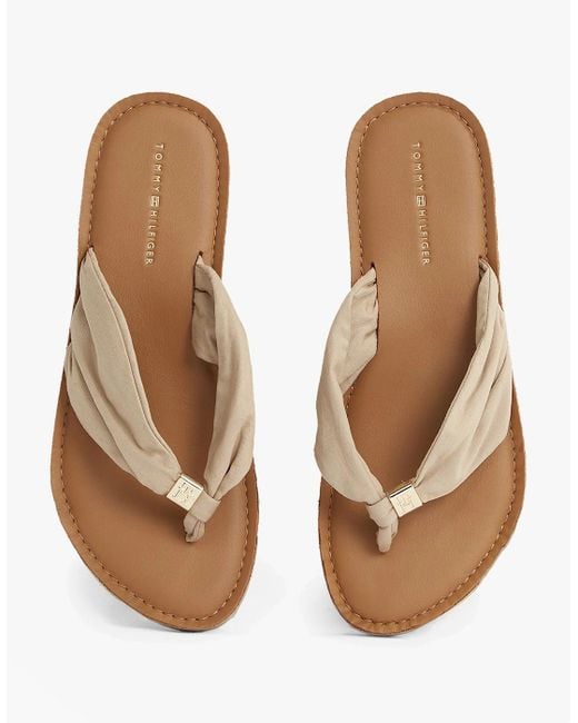 Tommy Hilfiger Brown Monogram Plaque Flip-Flop