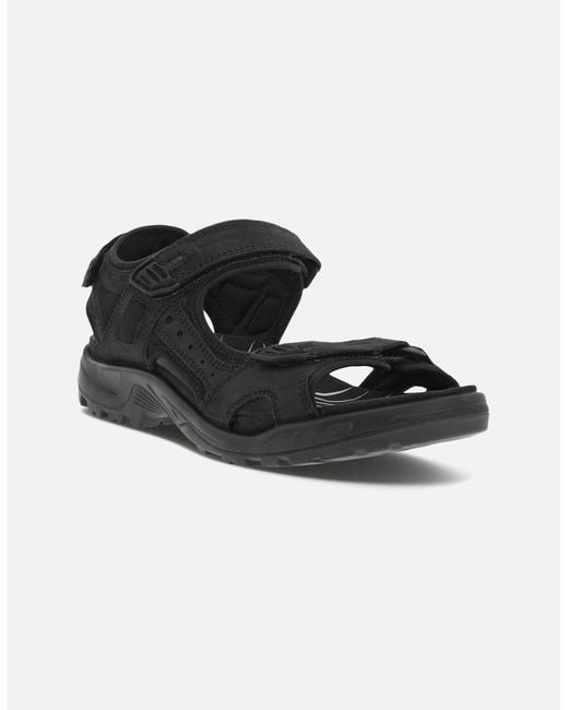 Ecco Black Offroad Nubuck Leather Walking Sandals for men