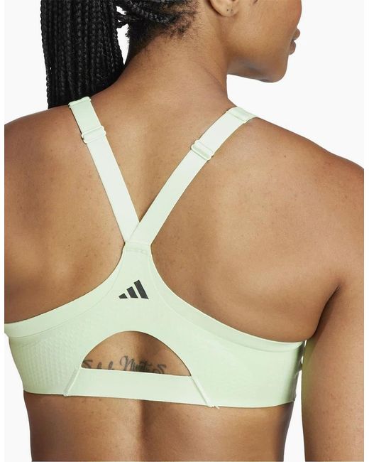Adidas Green High Impact Scoop Neck Sports Bra With Zipper