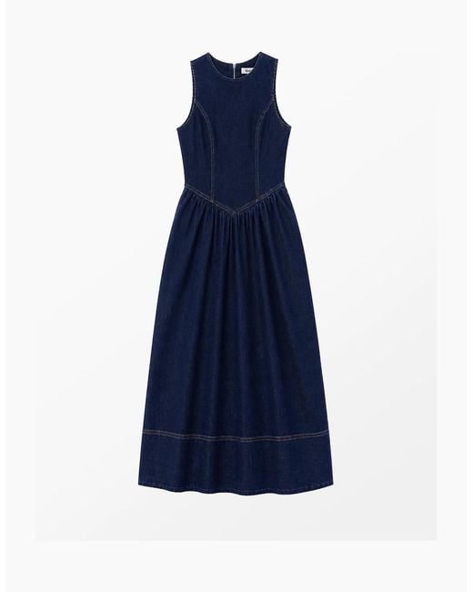 Ro&zo Blue Denim Racer Midi Dress