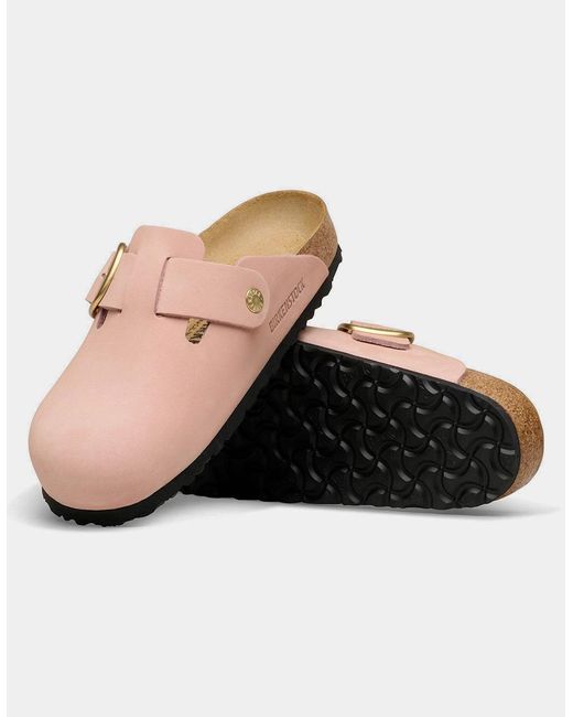 Birkenstock Boston Pink Big Buckle Nubuck Leather Clogs