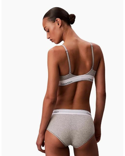 Calvin Klein White Icon Cotton Modal Lightly Lined Triangle Bra, Heather