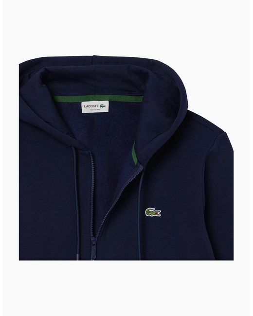 Lacoste Blue Fleece Hoodie Zip Up Organic Cotton for men