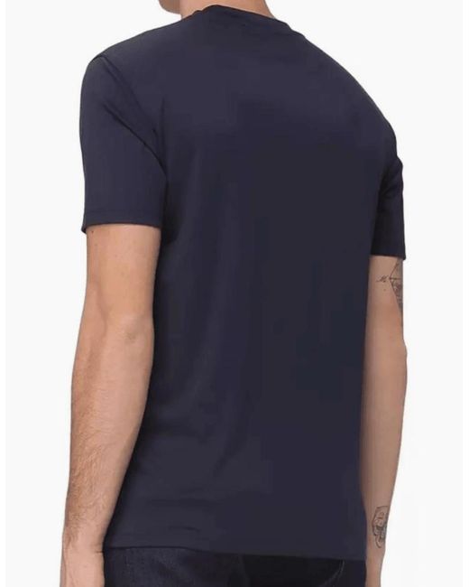 Emporio Armani Blue Embroided Logo Viscose Soft Touch T-Shirt for men