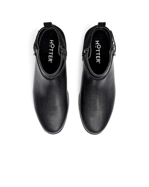 Hotter Black Haydock Wide Fit Ankle Boots