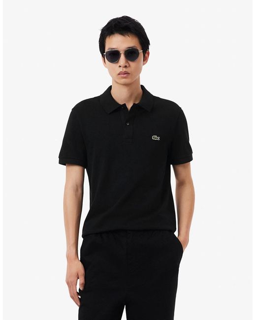Lacoste Black Original L.12.12 Slim Fit Petit Piqué Cotton Polo Shirt for men