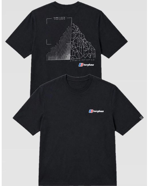 Berghaus Black Mount Diagram Graphic Cotton T Shirt for men