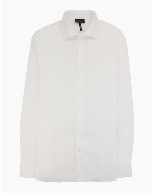 Emporio Armani White All Over Logo Long Sleeve Shirt for men