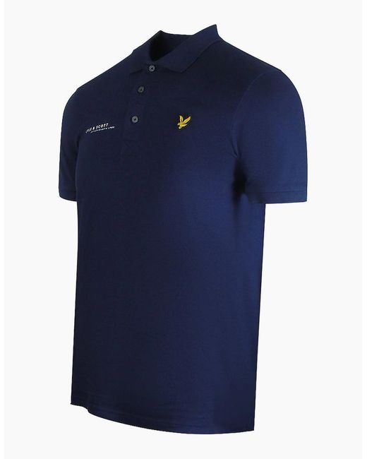 Lyle & Scott Blue Lyle & Scott Co-Ordinate Print Logo Short Sleeved Polo Shirt for men