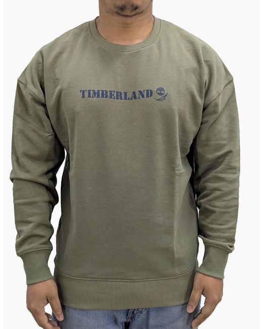 Timberland Green Sweatshirts Pullover Crew Neck Fleece Casual Cotton Jumper for men