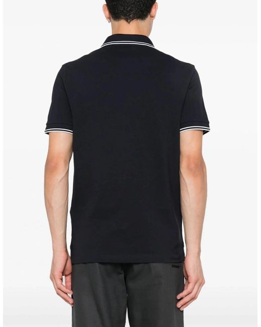 Stone Island Black Compass Patch Tipping Polo for men