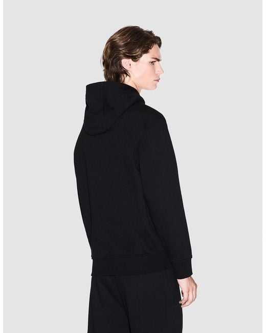 ARMANI EXCHANGE Black Pullover Hoodie With Tonal Milano/New York Logo for men