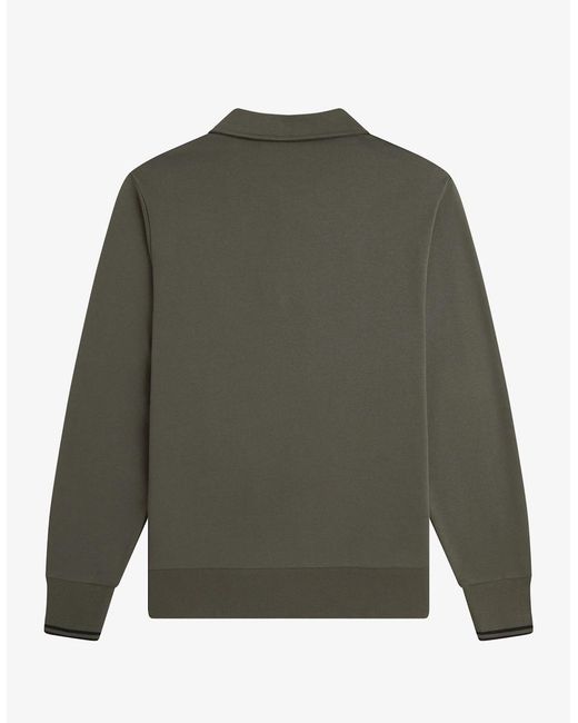 Fred Perry Green M2426 Half Zip Collared Sweatshirt for men