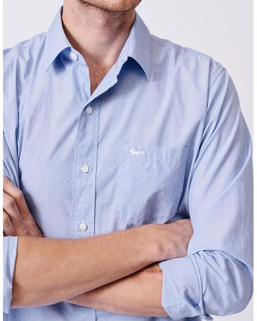 aubi Blue Gladstone Poplin Shirt for men