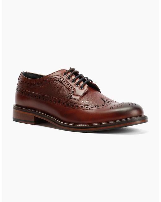Ben Sherman Brown Archie Brogue Leather Burgundy Lace-Up Shoes for men
