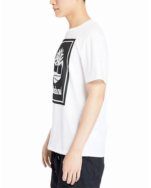 Timberland White Printed T Shirts Short Sleeve Casual Cotton Top Quick Dry Tee for men