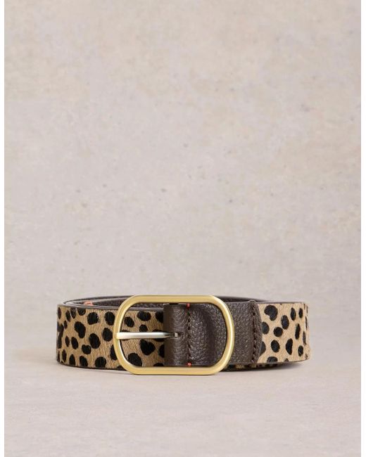 White Stuff Reversible Leather Belt Natural Multi