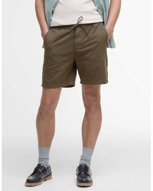 Barbour Green Washed Oxford Relaxed Short for men