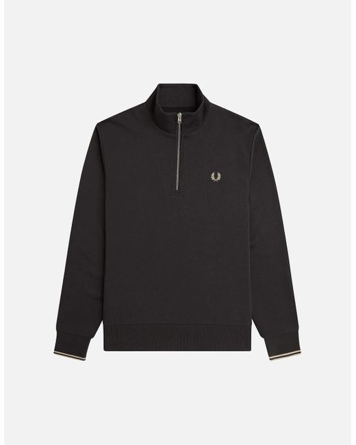 Fred Perry Black Half Zip Sweatshirt for men