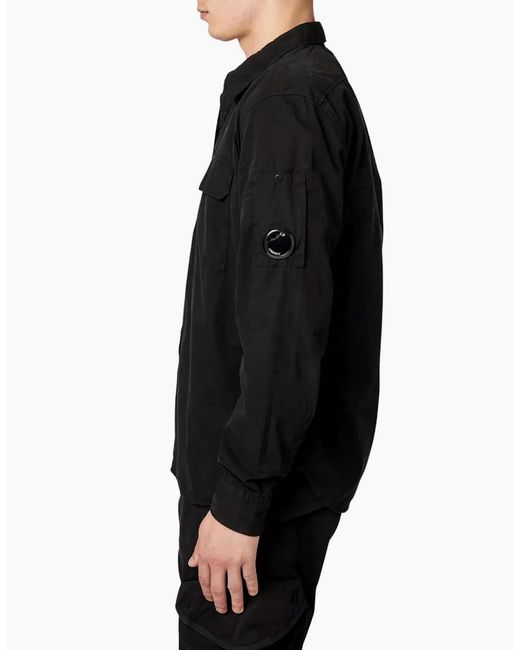 C P Company Black Button Overshirt for men