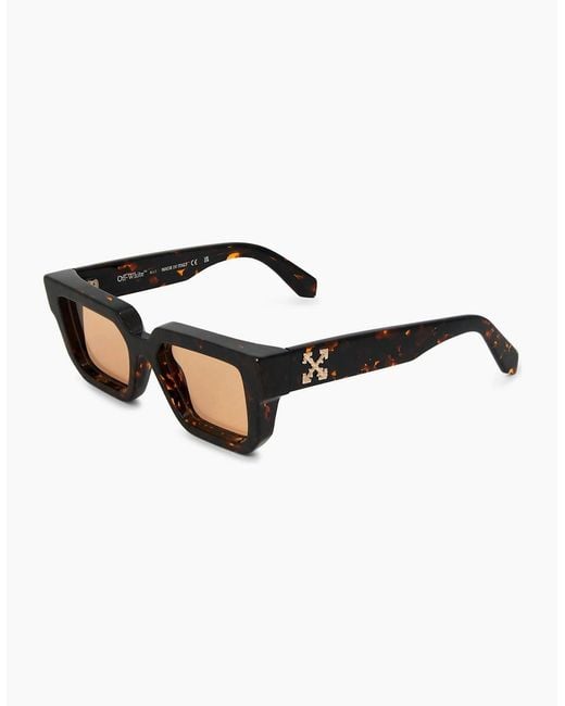 Off-White c/o Virgil Abloh Brown Stone Rectangle Full Rim Sunglasses for men