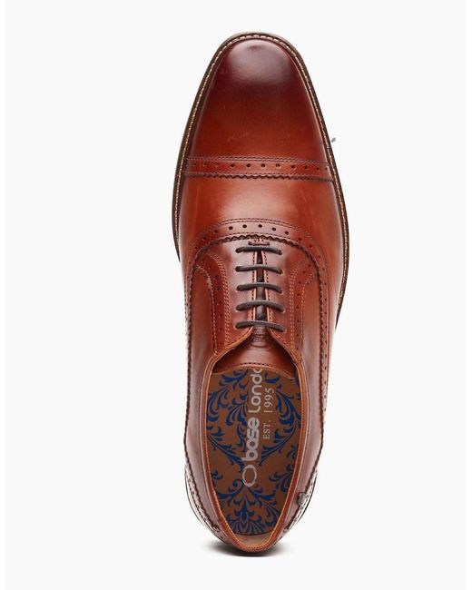 Base London Red London Ascot Oxford Leather Burnt Tan Oxford Shoes for men