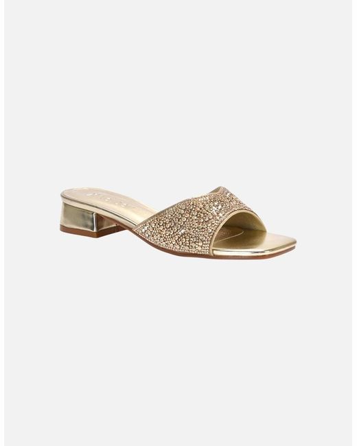 XY London Ladies Erica Metallic Low Block Heel Mule Sandals