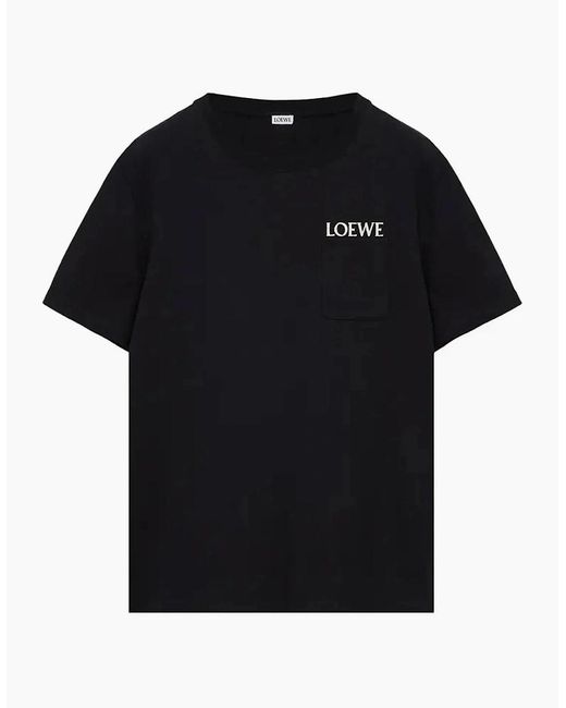 Loewe Black Pocket Embroidered Logo T-Shirt for men