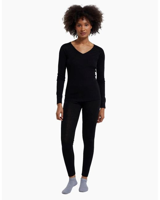 Mountain Warehouse Black Ladies Merino Wool V Neck Top