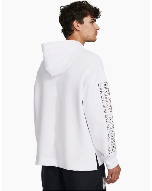 Under Armour White Pride Hooded Relaxed Fit Sweatshirt for men