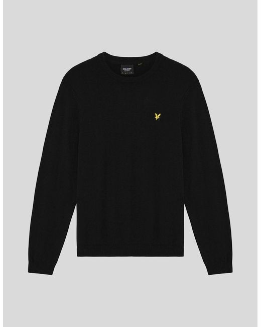 Lyle & Scott Black Cotton Merino Crew Neck Jumper for men