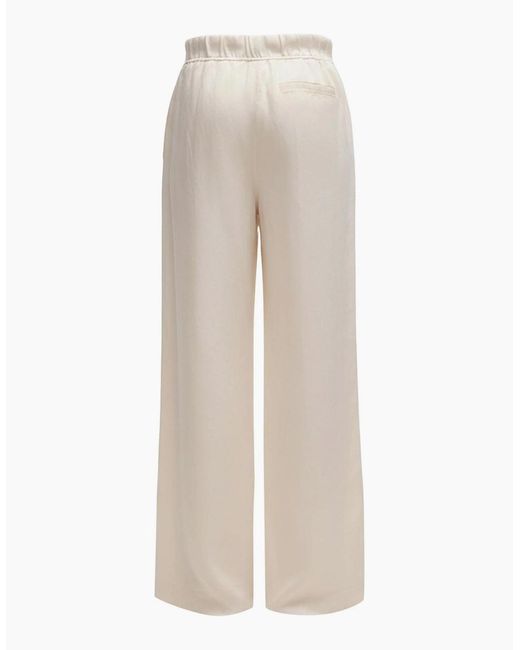 Boss White W Relaxed Fit Wide Leg Trousers
