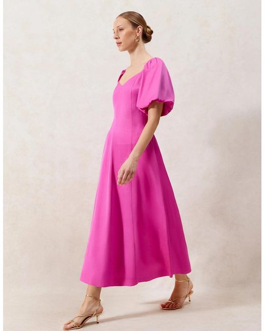 Ro&zo Pink Yasmin Puff Sleeve Dress