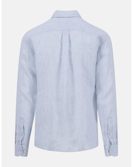 Fynch-Hatton Blue Needle Stripe Linen Button Down Shirt New Breeze for men