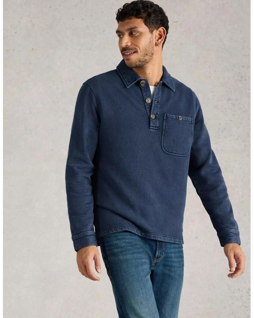 White Stuff Blue Brampton Collared Sweat for men