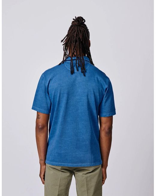 aubi Blue Arkwright Heavyweight Jersey Polo for men