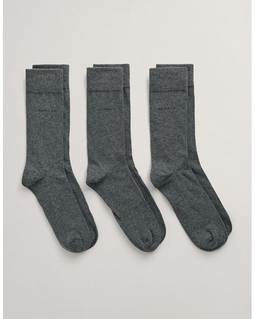 Gant Gray Soft Cotton Socks 3-Pack for men