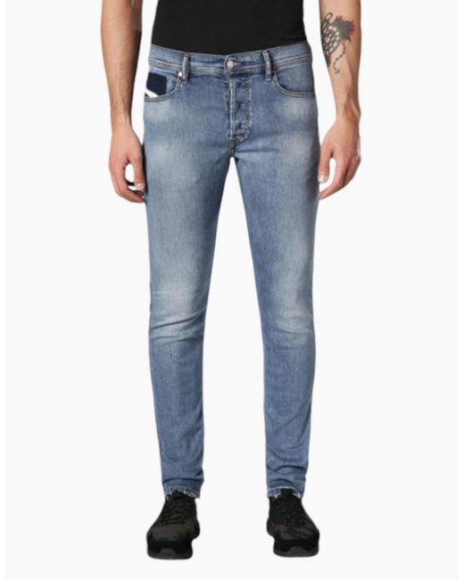 DIESEL Blue Tepphar 084Sv Jeans Stretch Lyocell Trousers Slim Casual Denim Pants for men